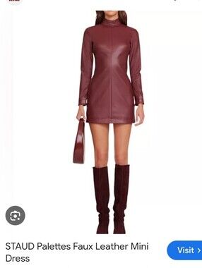STAUD Palettes Faux Leatger Mini Dress Size 0